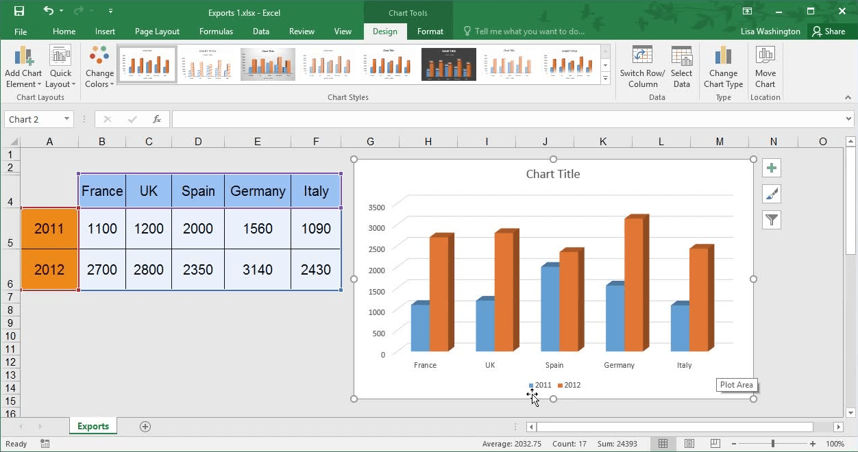 Excel 2016 - Chart Tools