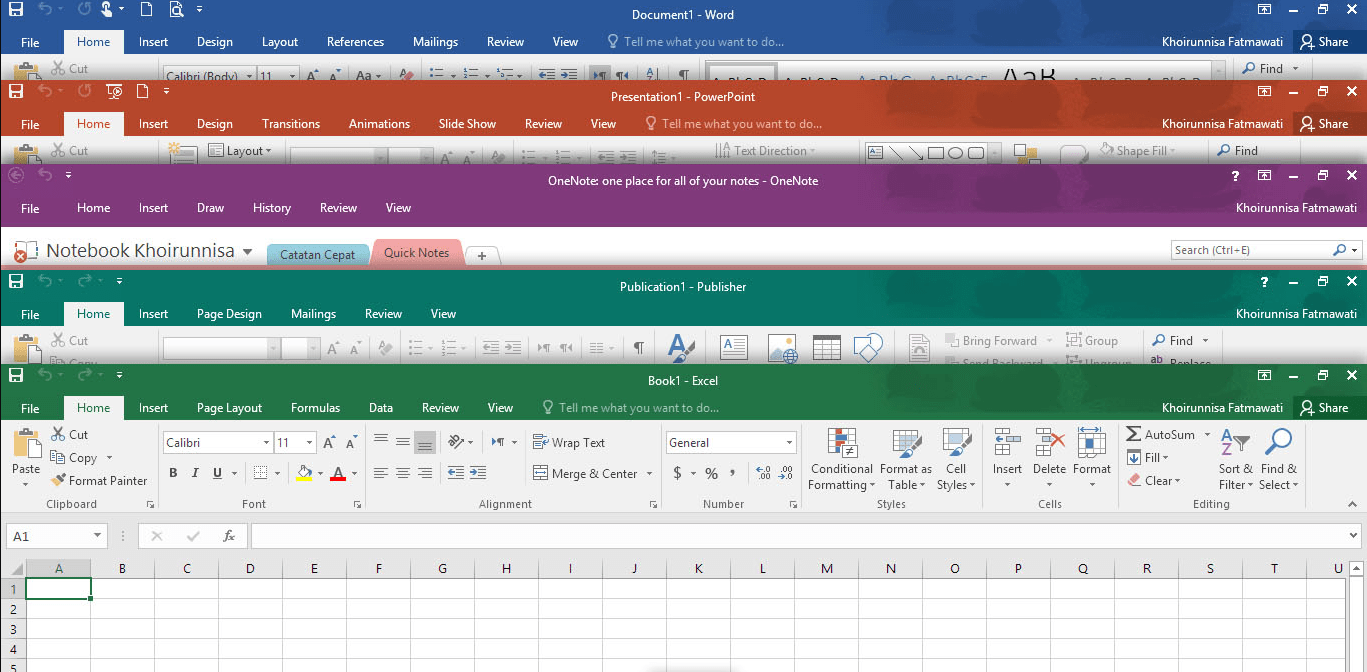 Office 2016 Professional Plus Apps Interface
