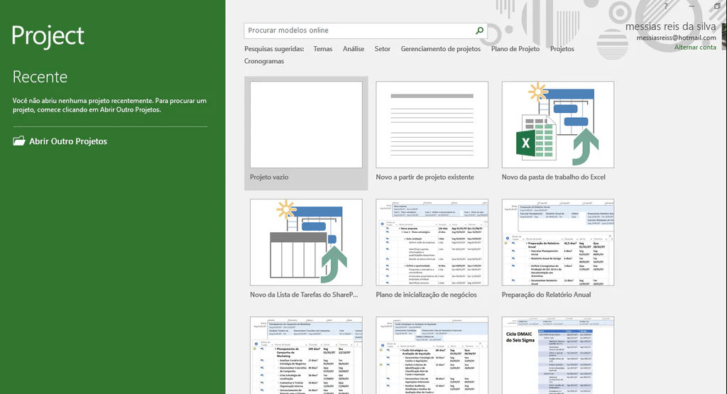 Project 2019 Professional - Start Interface