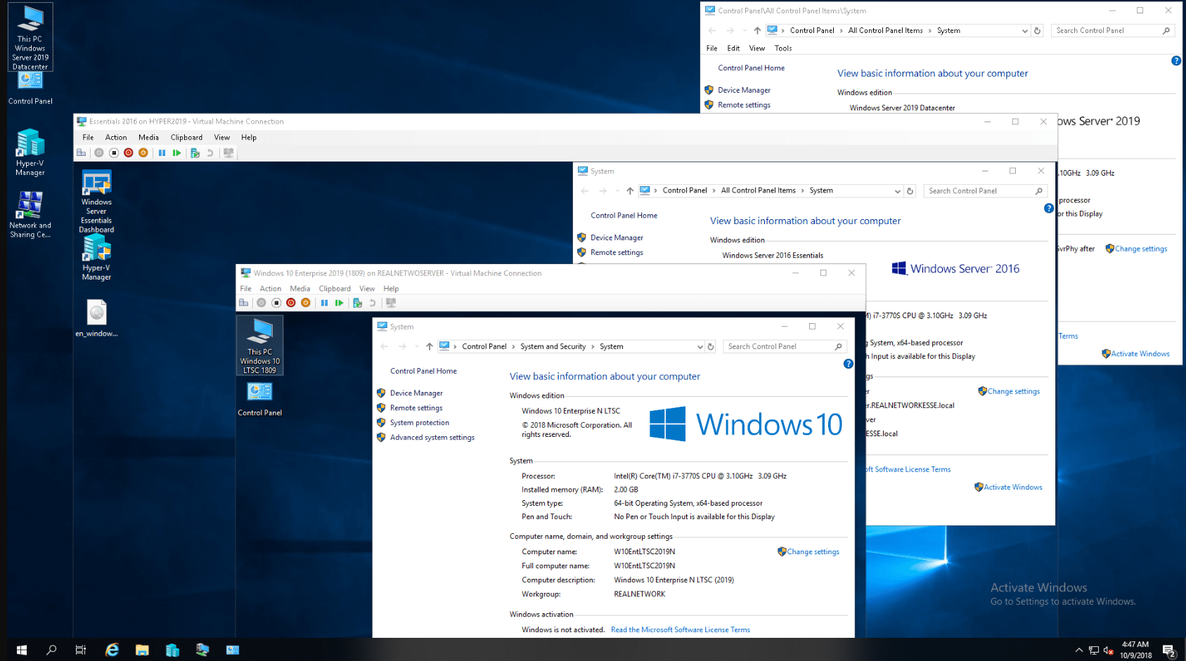 Virtual Machines on Windows Server 2019 Datacenter