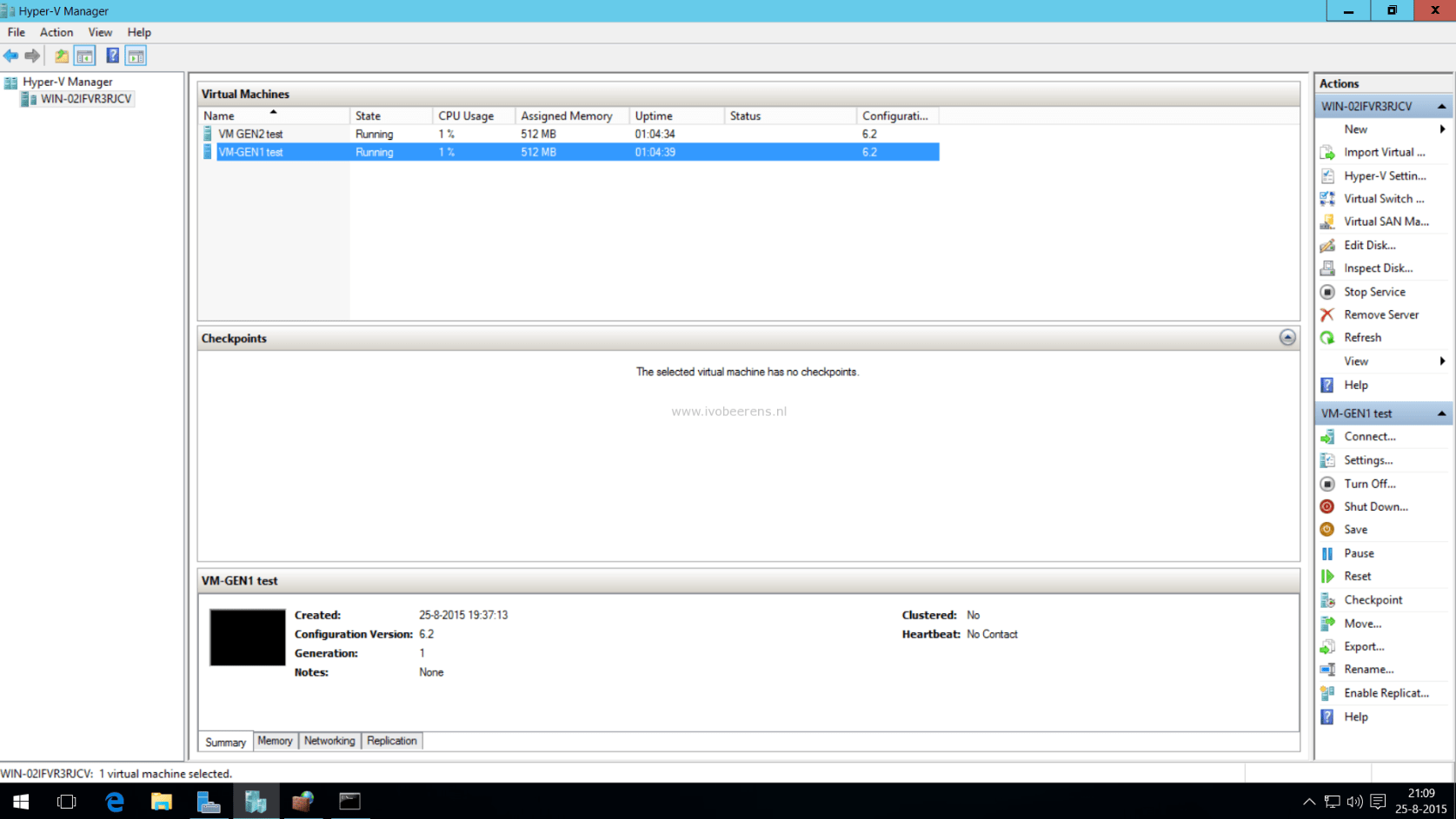 Windows Server 2016 Hyper-V Manager