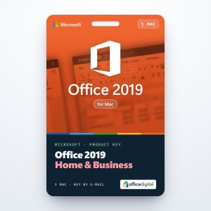Office 2019 Home & Business product key card for 1 Mac with the Office logo