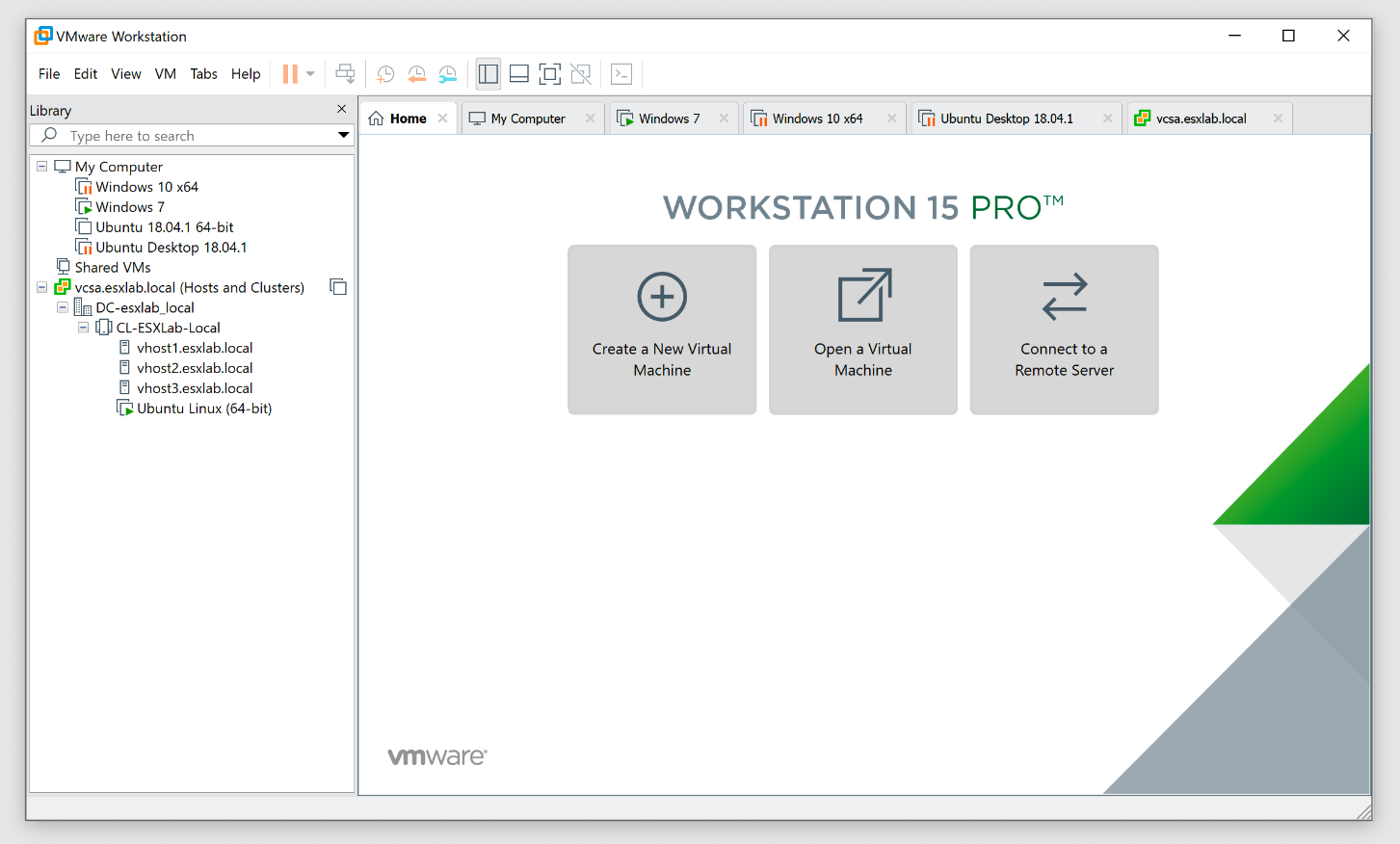 VMware Workstation Pro 15 - Interface