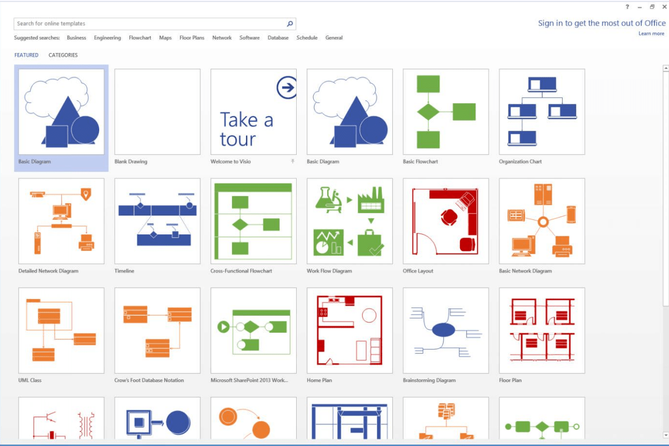 Visio 2016 Professional Interface