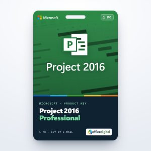 Project 2016 Professional product key card for 1 PC with the Project icon