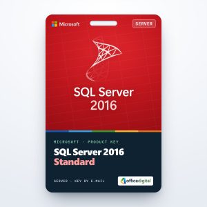 SQL Server 2016 Standard product key card with the SQL Server logo