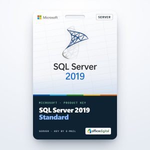 SQL Server 2019 Standard product key card with the SQL Server logo