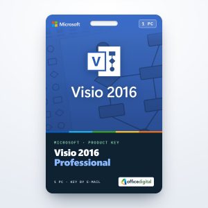 Visio 2016 Professional product key card for 1 PC with the Visio icon