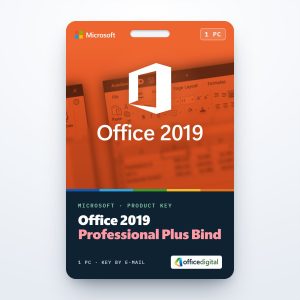 Office 2019 Professional Plus Bind product key card for 1 PC with the Office logo
