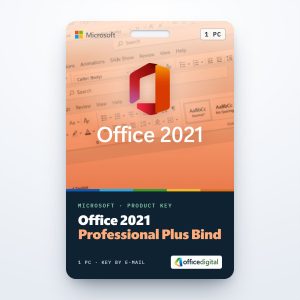 Office 2021 Professional Plus Bind product key card for 1 PC with the Office logo