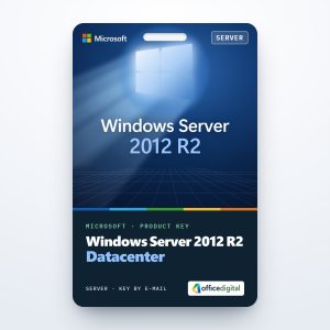 Windows Server 2012 R2 Datacenter product key card with the Windows logo