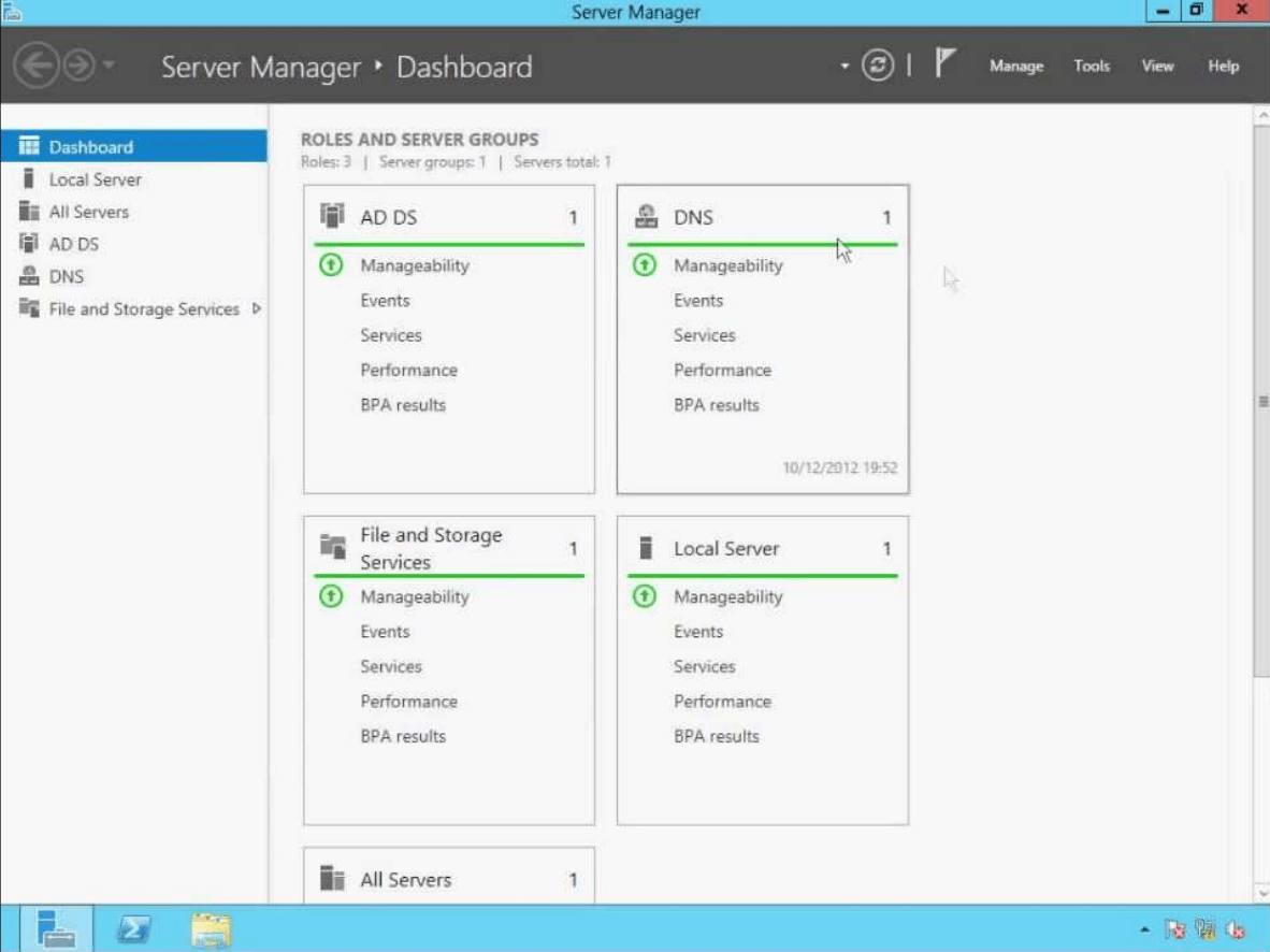 Server Manager in Windows Server 2012 R2