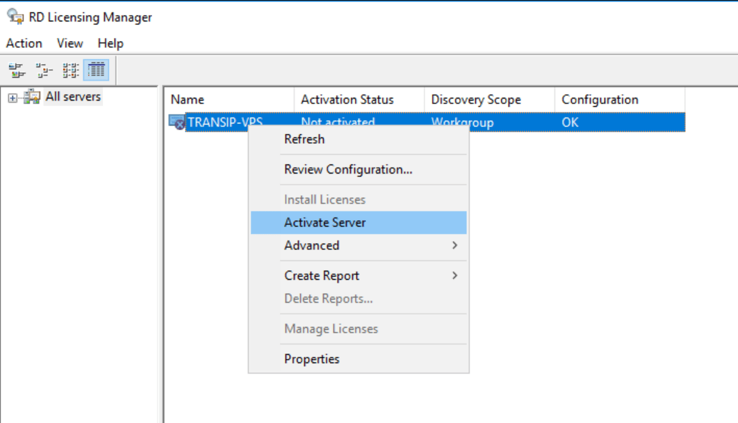 Remote Desktop Licensing Manager Interface