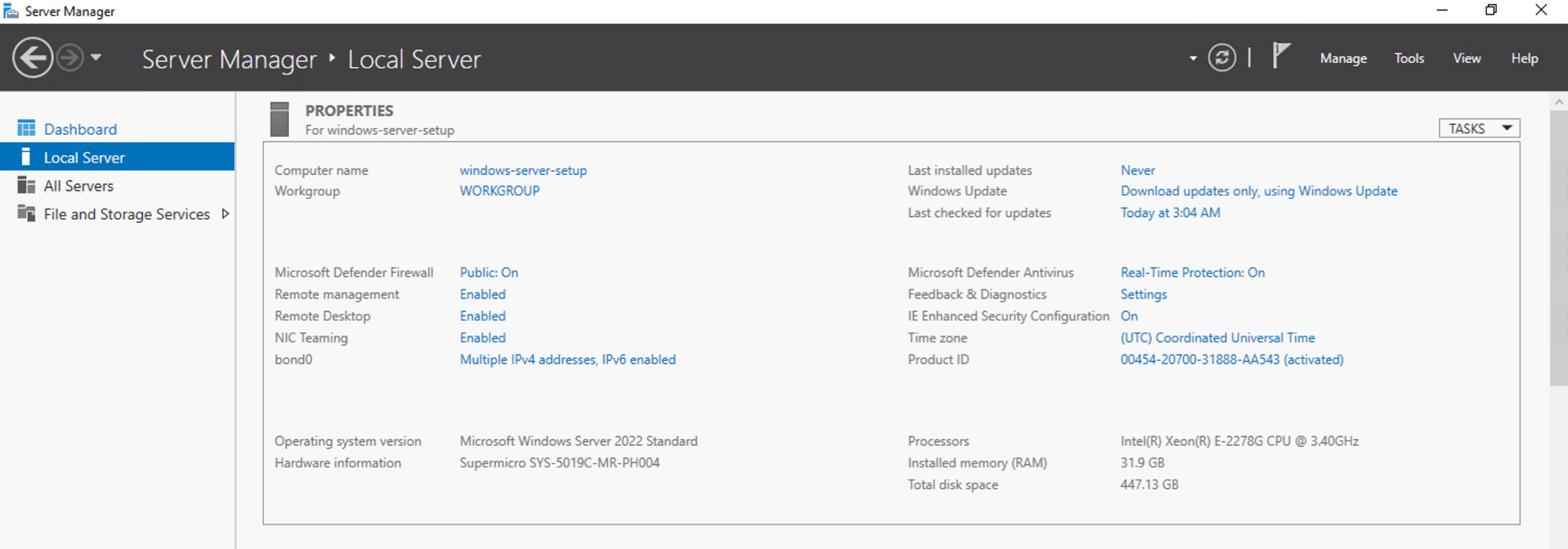 Server Manager in Windows Server 2022