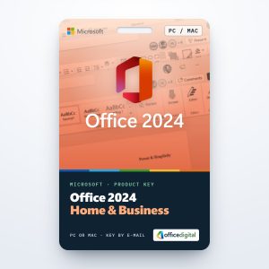 Office 2024 Home & Business product key card for PC or Mac with the Office logo