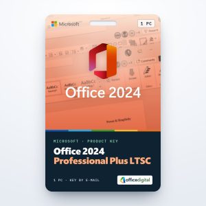 Office 2024 Professional Plus LTSC product key card for 1 PC with the Office logo