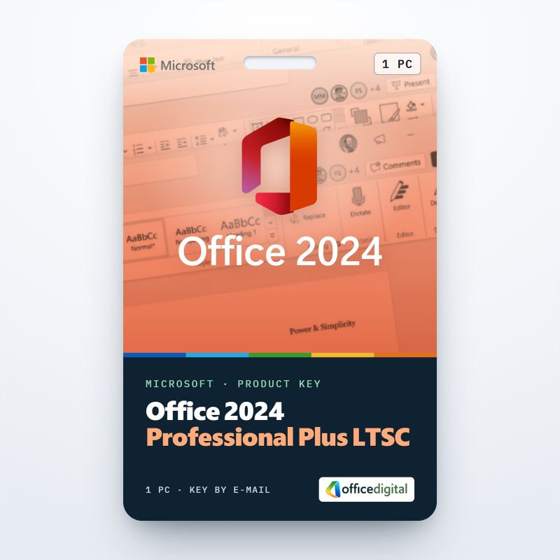 Office 2024 Professional Plus LTSC product key card for 1 PC with the Office logo