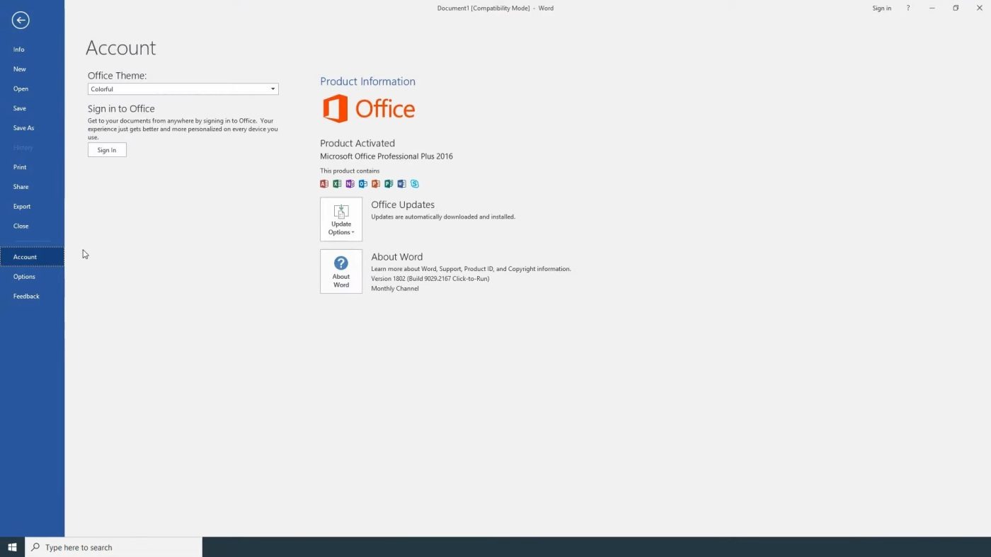OFFICE 2016 ACTIVATED