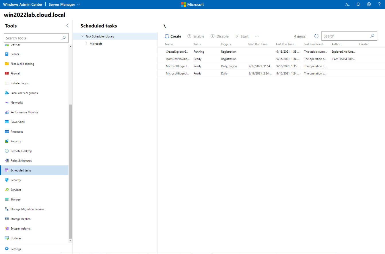 Admin Center Dashboard in Windows Server Essentials 2022