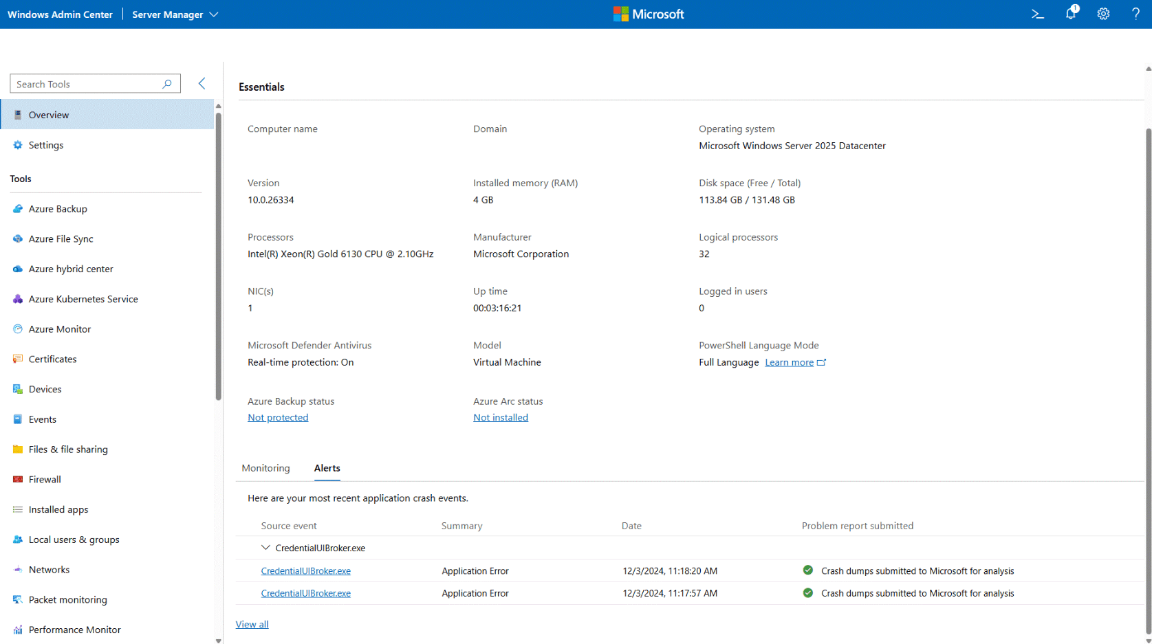 Windows Server 2025 Datacenter - Admin Center