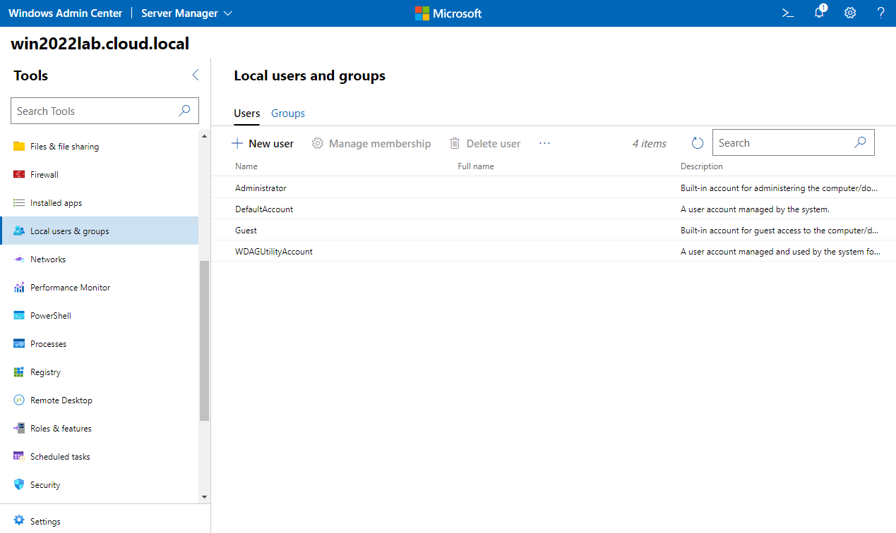 Windows Server 2025 Standard - Admin Center