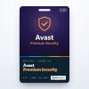 Avast Premium Security license key card for 1 PC, 1 year with the shield icon