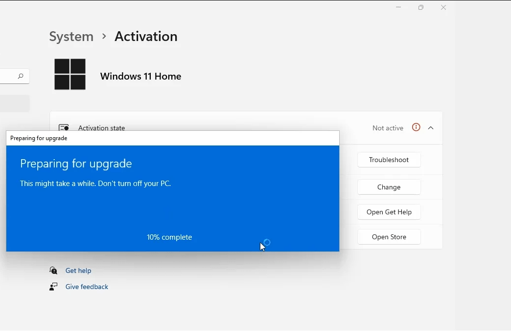 Upgrade Windows 11 Home to Pro in activation settings