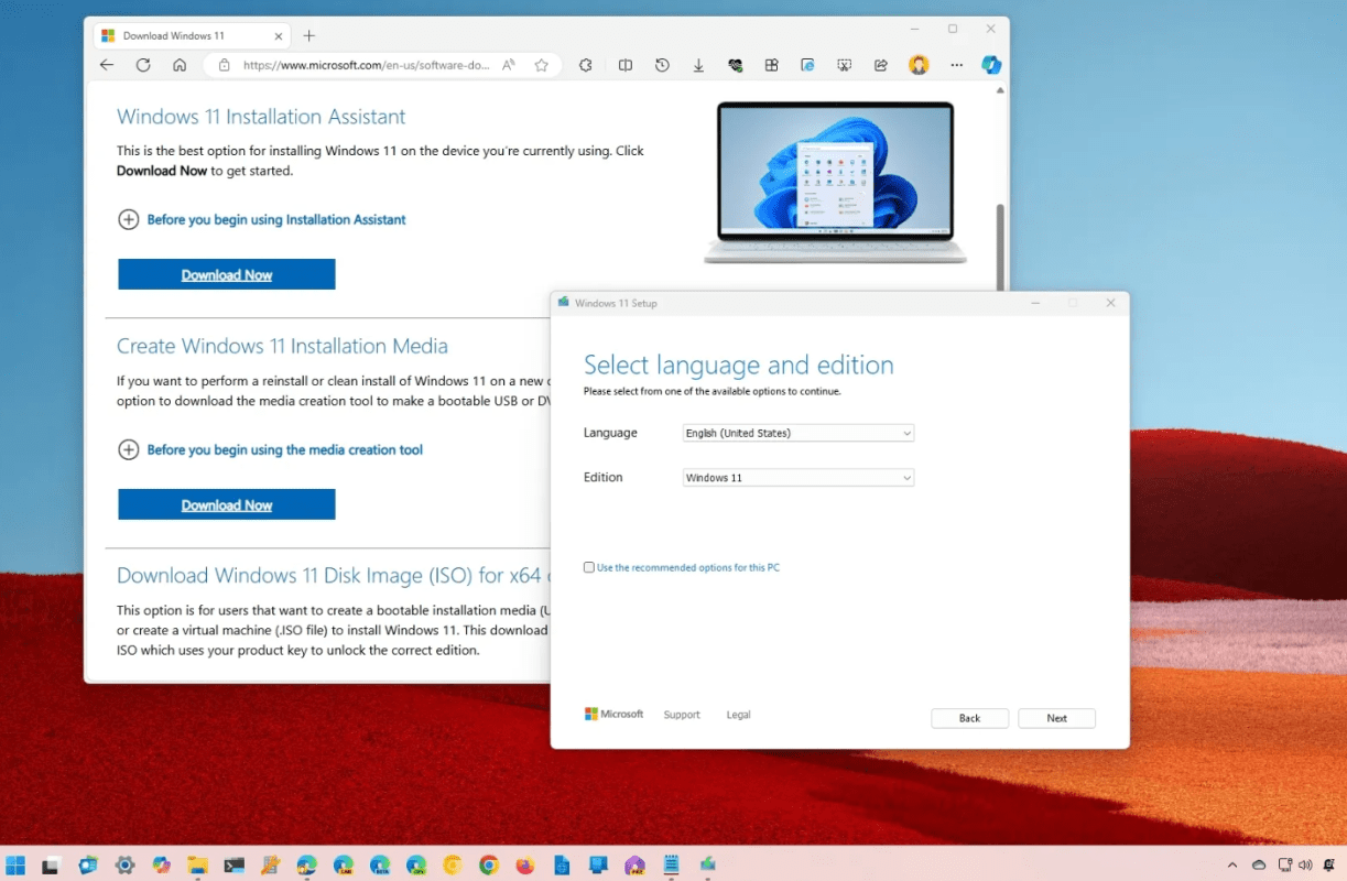 Windows 11 installation media creation tool