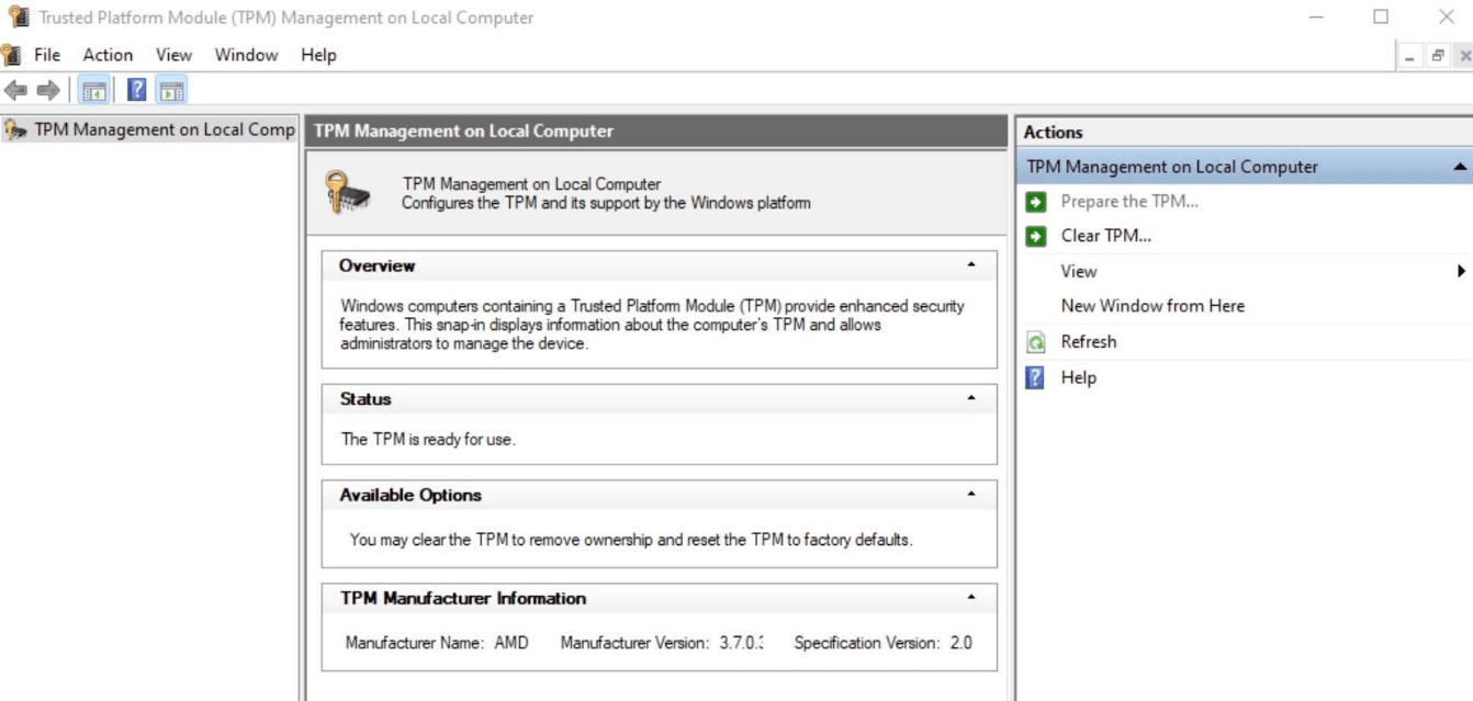 Check if TPM 2.0 Is Already Enabled
