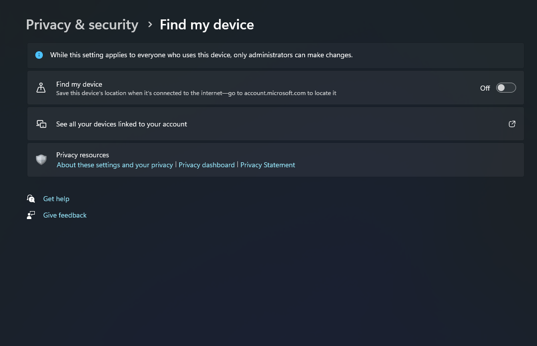 Disable Find My Device