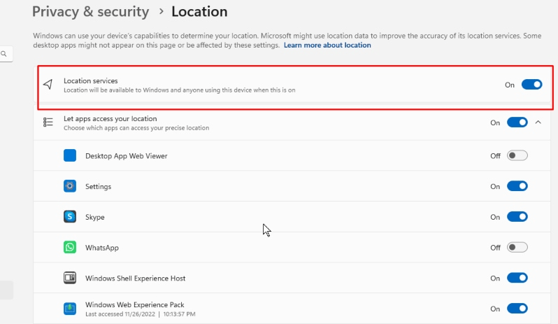 Disable Location Tracking