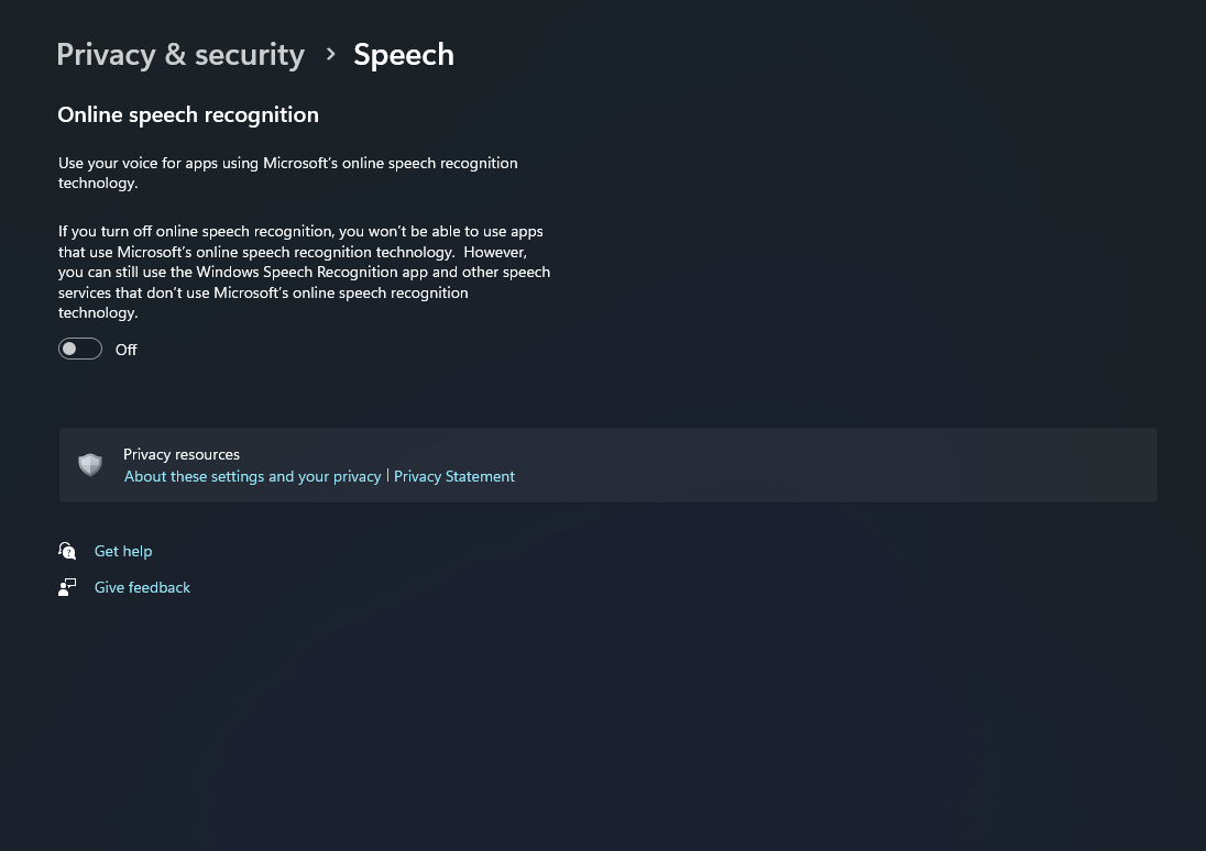 Disable Speech Recognition