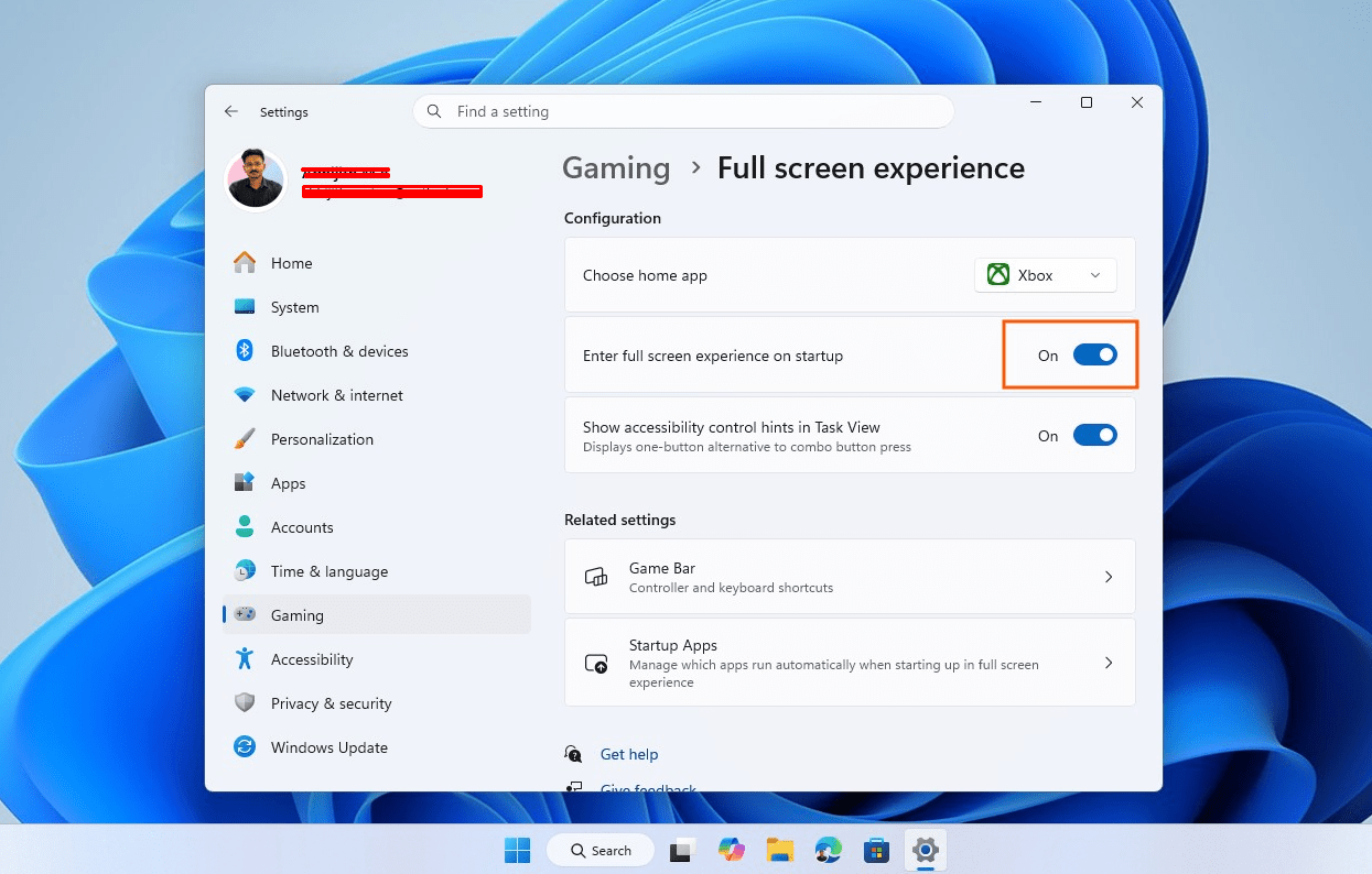 Enable Windows 11 Xbox Mode