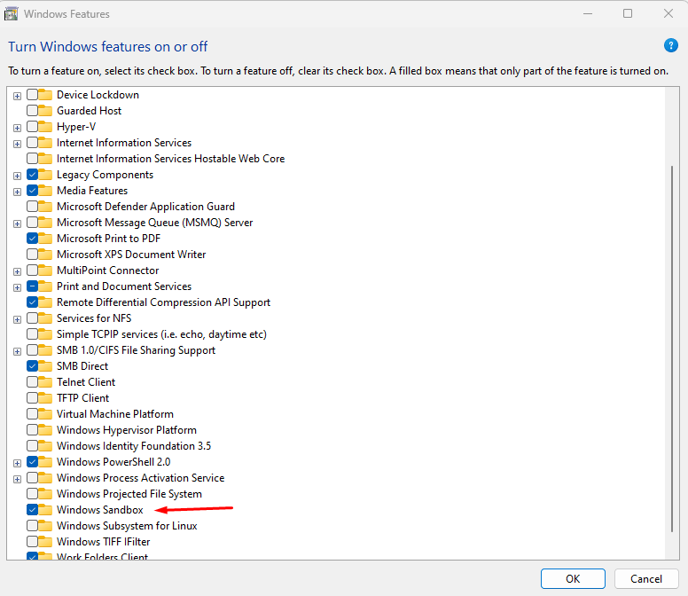 Enable Windows Sandbox