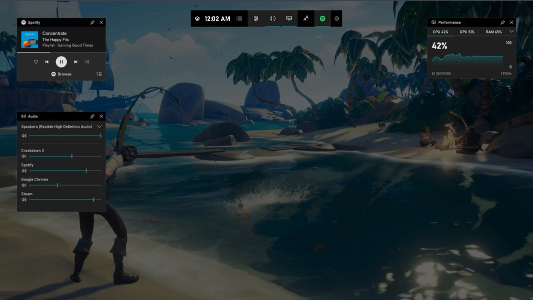Xbox Game Bar screen recording interface
