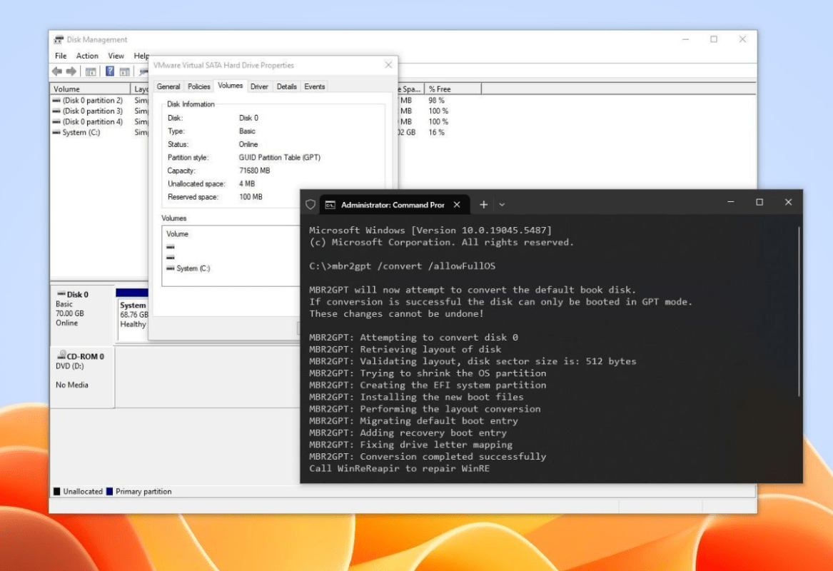 convert mbr to gpt