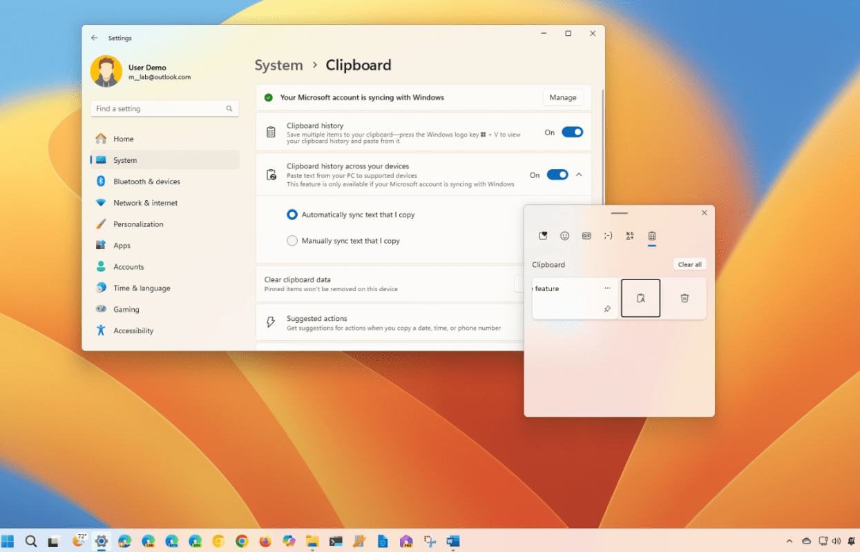 windows 11 clipboard history update