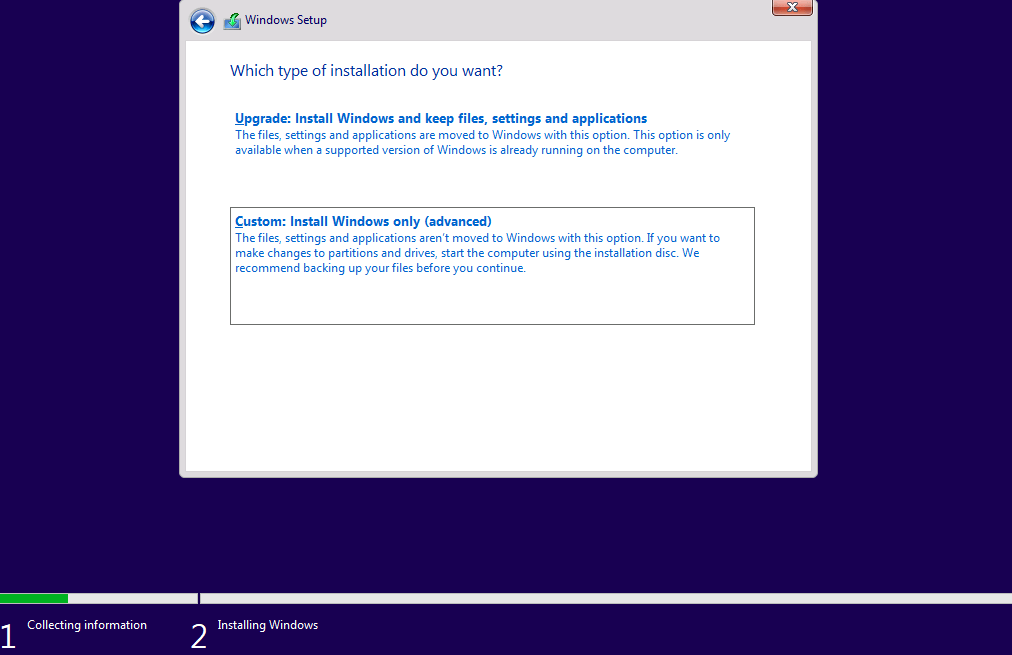 windows 11 installation type