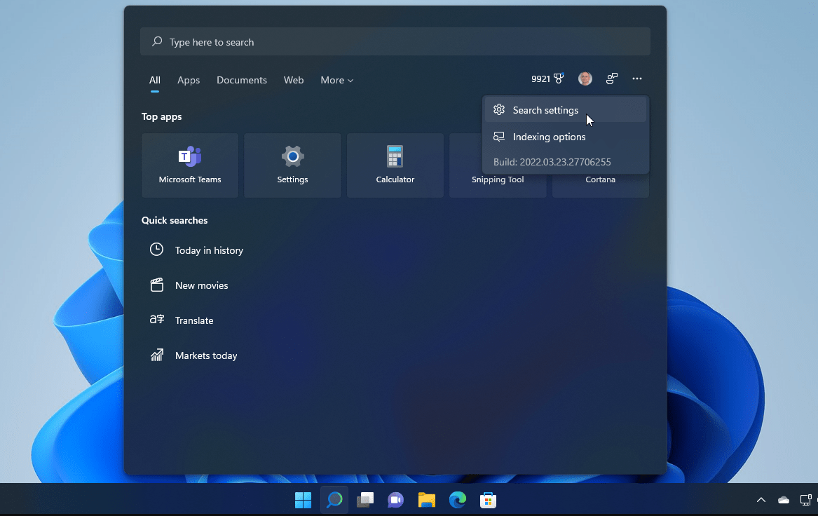 windows 11 settings search improved