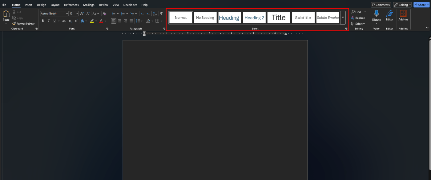 Apply heading styles in Microsoft Word