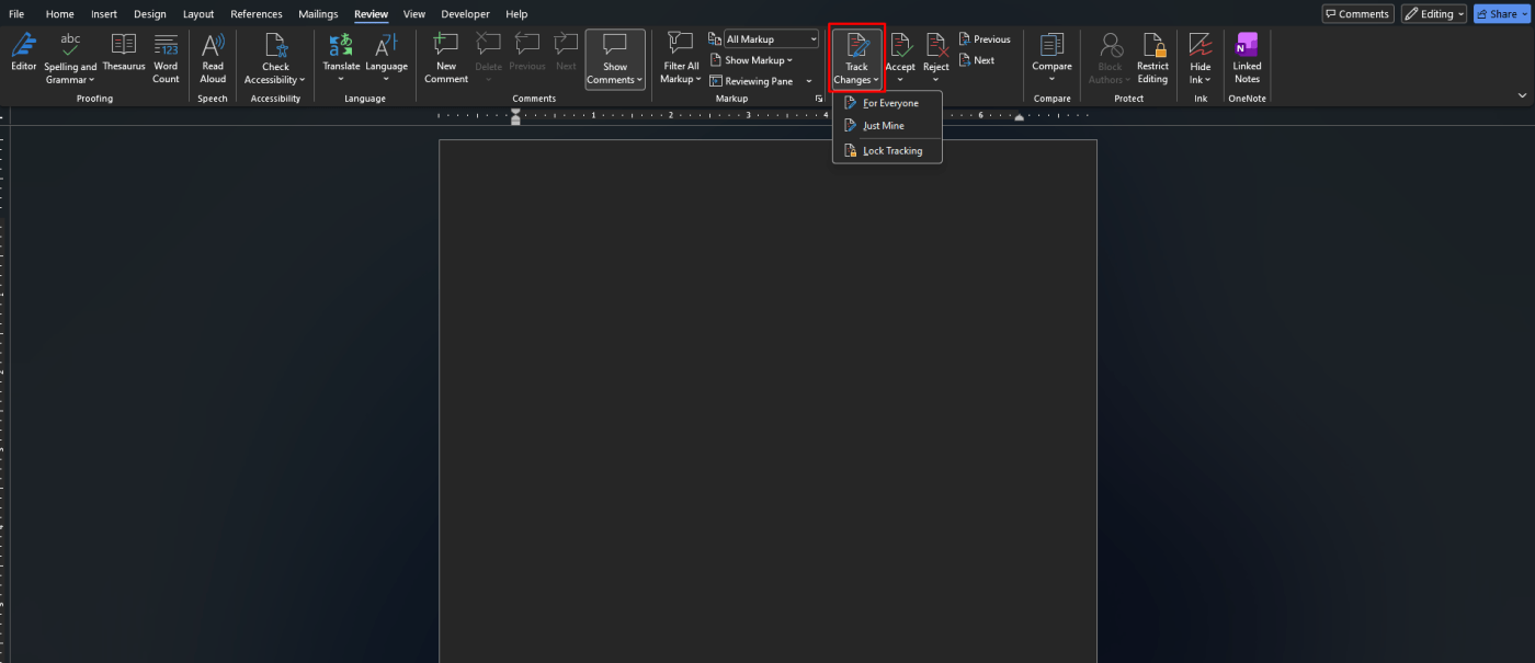 Track Changes in Microsoft Word