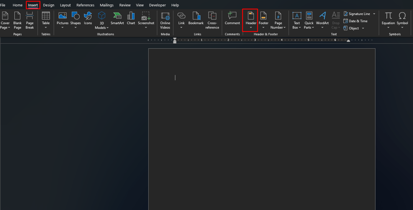 Add a Header in Word