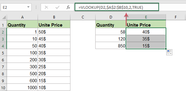 Approximate match VLOOKUP in Excel