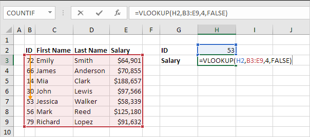 Basic VLOOKUP example in Excel