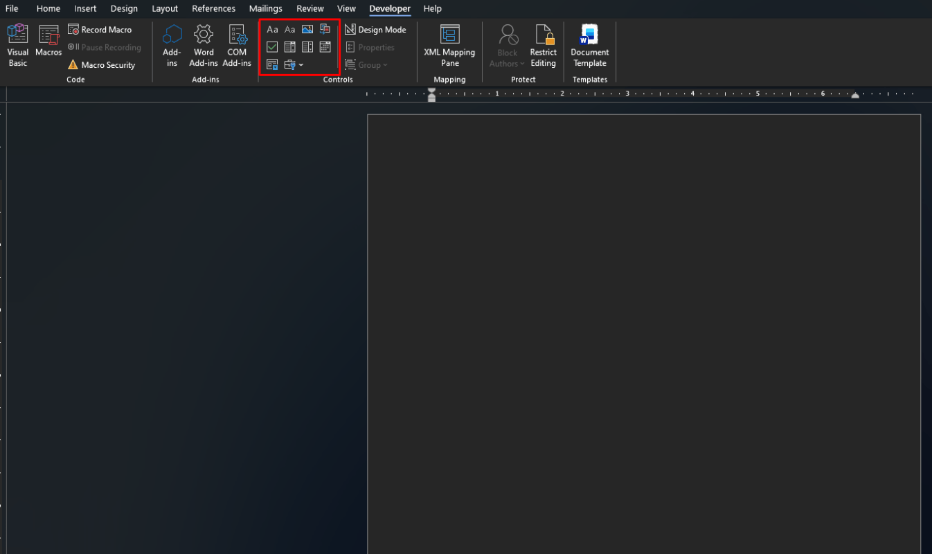 Content controls in Microsoft Word