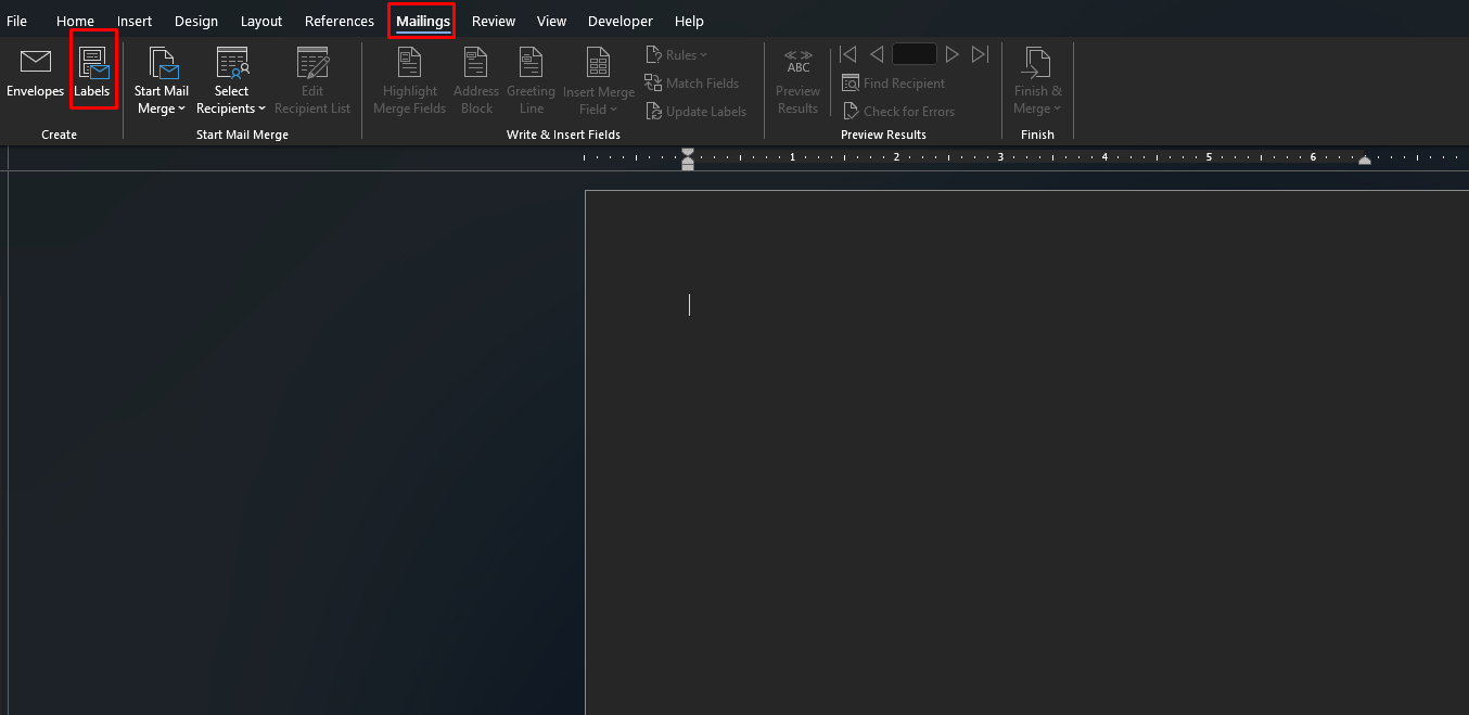 Create labels in Microsoft Word