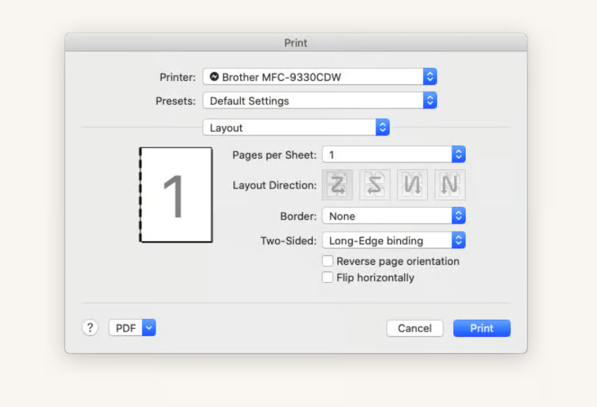 Double-sided printing in Word for Mac