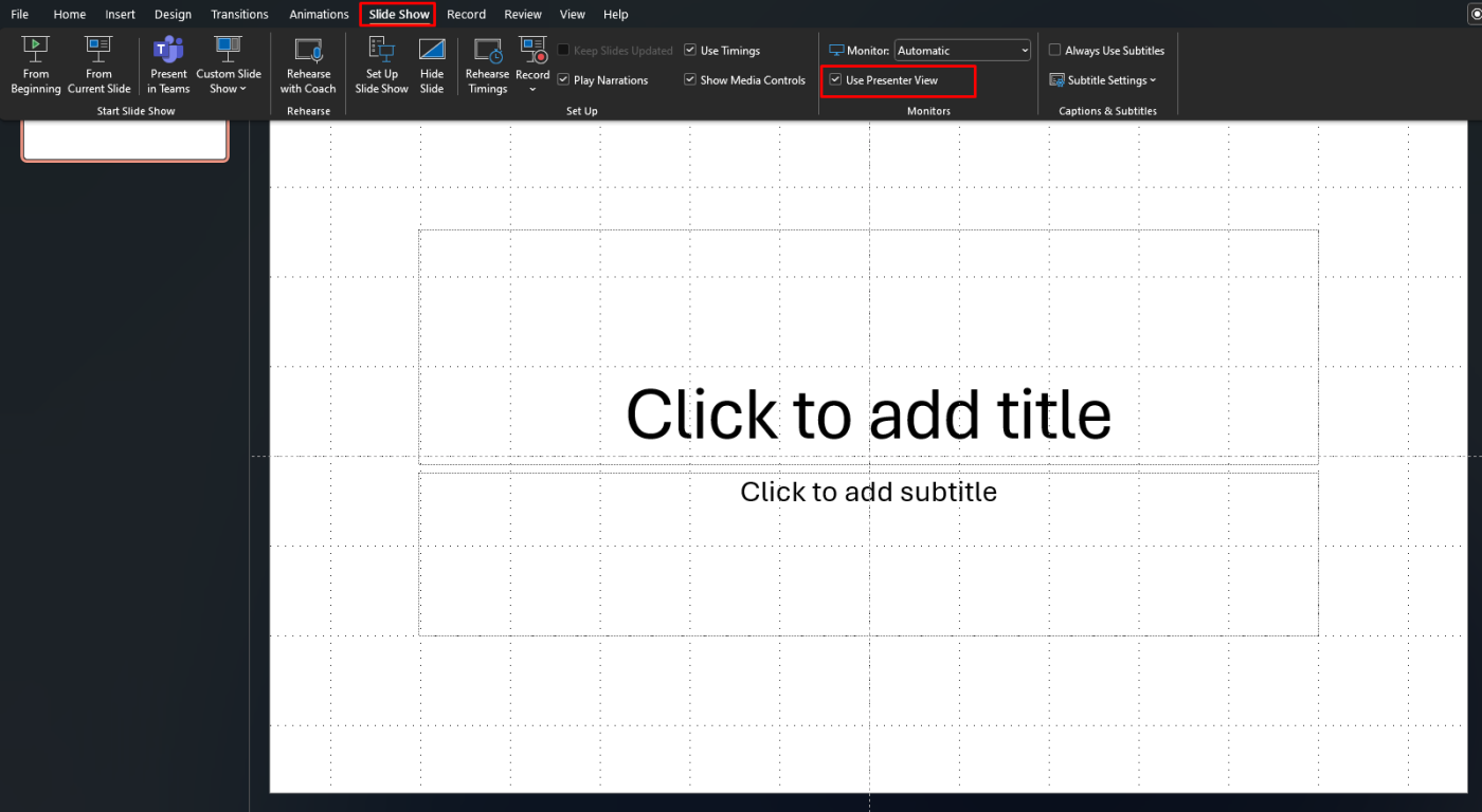 Enable Presenter View in PowerPoint