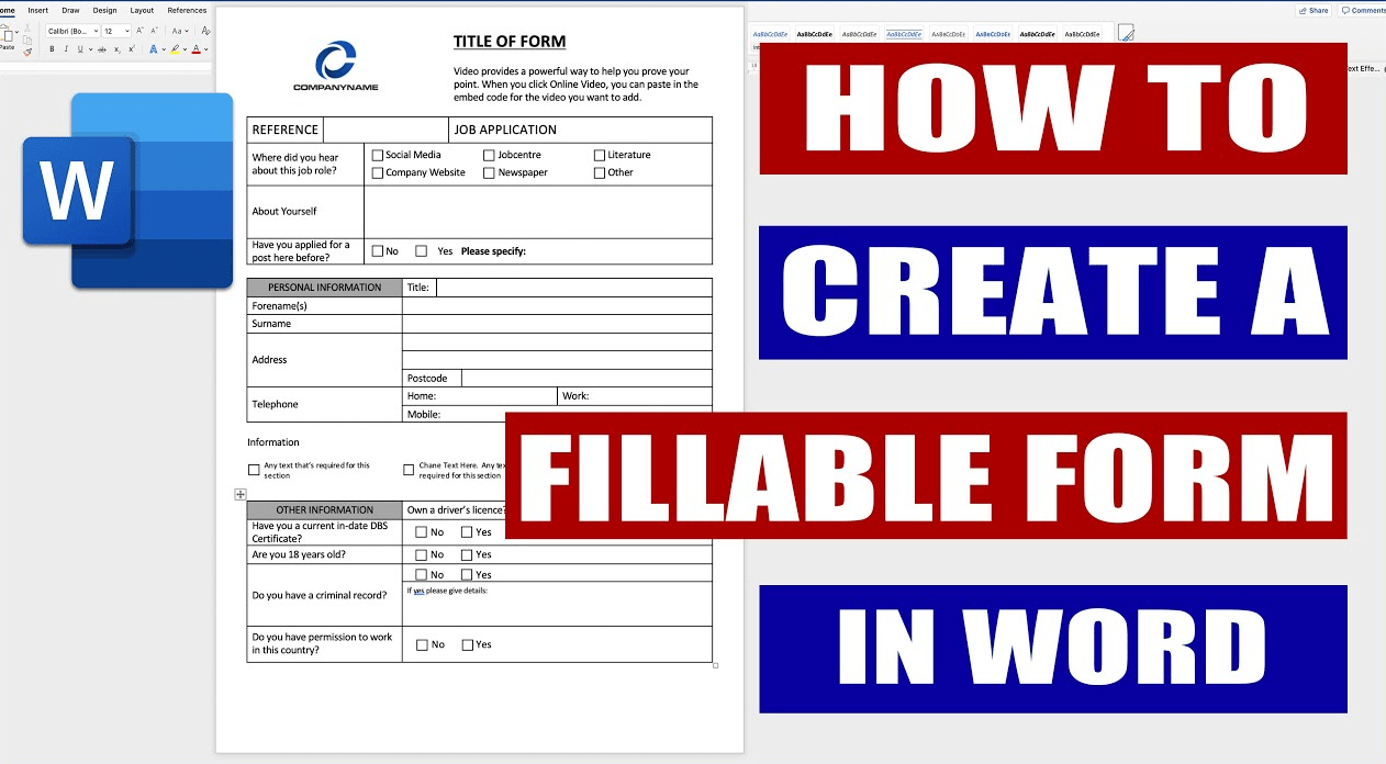 Fillable Forms in Word