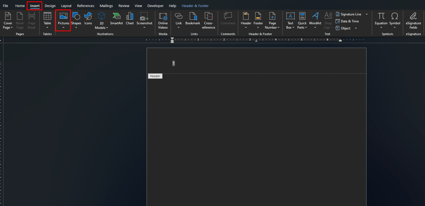 Insert a handwritten signature image in Word